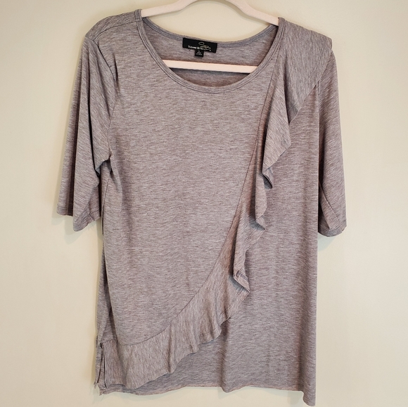 Suzanne Betro Raw Edge Ruffle Top - Picture 1 of 6